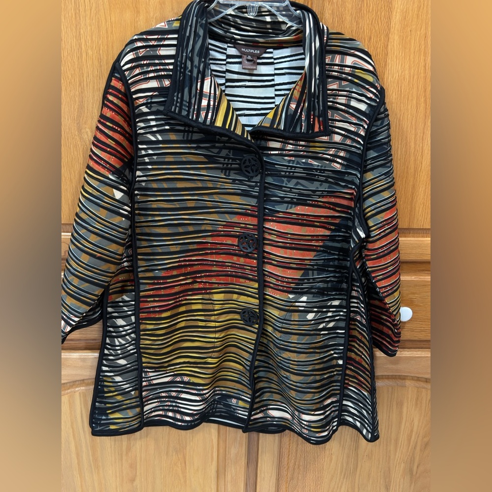 Multiples Multicolor Striped Kimono style Shacket Xl
